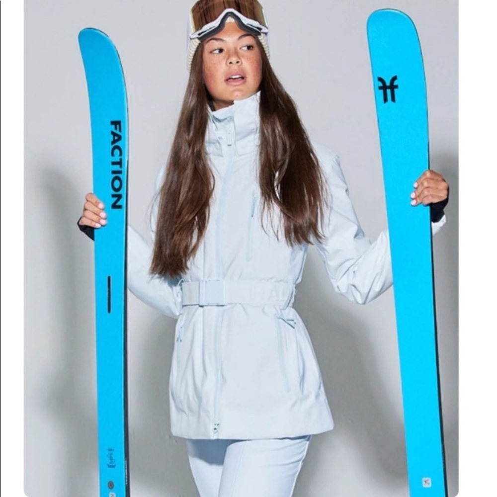 Halfdays Ski Jacket Aston Belted Fitted in Baby Frost Blue